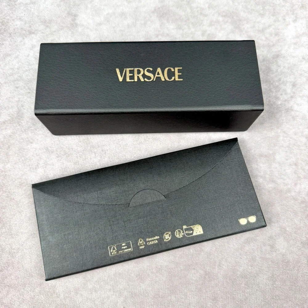 Versace MOD 2279 Black Rimless Sunglasses Grey Lens Italy 60 18 135 NEW